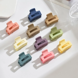 Lot de 11 petites pinces à cheveux carrées ajourées mates aux couleurs de Morandi