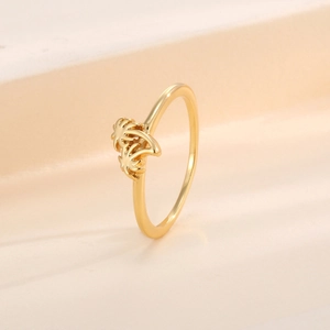 Polished gold-plated coconut tree ring for women featuring a minimalist summer palm design