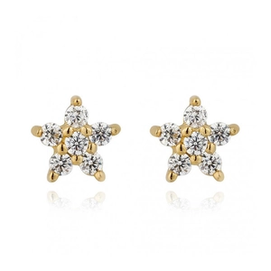 Copper Zirconia Star Stud Earrings With 925 Sterling Silver Post Minimalist Small Five-Point Star Gold Silver Jewelry For Women Gift