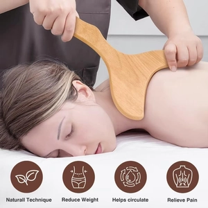 Ergonomic wooden massage tool set for body therapy and lymphatic drainage on back