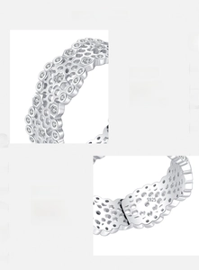 Macro detail of S925 sterling silver ring with honeycomb design and 5A zircon inlay