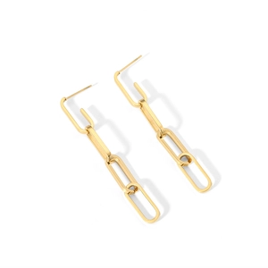 18K gold plated stainless steel paperclip chain earrings in minimalist design