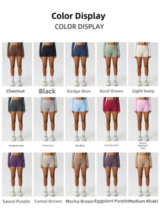 Griglia di quindici pantaloncini da yoga senza cuciture a vita alta in varie tonalità di colore