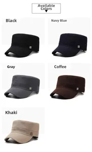 Flat top cadet hats in five classic colors featuring side metal square hardware detail