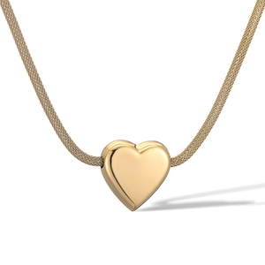 18K gold plated stainless steel necklace with 3D heart pendant and mesh chain