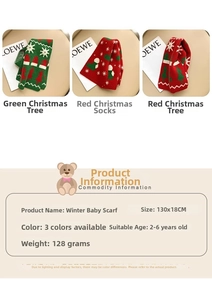 Detail showing soft knitted texture and dimensions for the toddler Christmas scarf