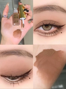Detailed swatches of matte liquid eyeshadow #06 showing eye makeup and hand application
