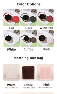 Makrodetail der sechseckigen Schmuck-Geschenkbox und passender Tasche mit Strukturfinish