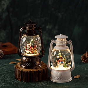 Christmas Snow Globe Lantern Music Box LED Lighted Automatic Snowing Musical Desktop Decor Retro Style Holiday Gift