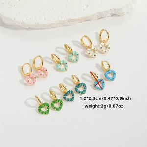 Ethnic vintage heart enamel earrings in multiple colors with size and weight dimensions