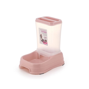 Pink automatic pet feeder for dogs and cats with large capacity transparent food storage tank