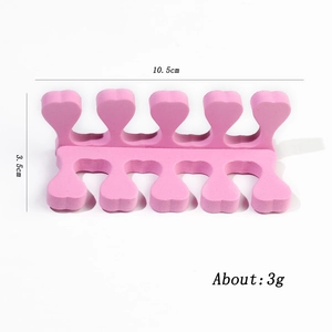 Pink heart-shaped EVA foam nail toe separator with 10.5x3.5cm size measurements