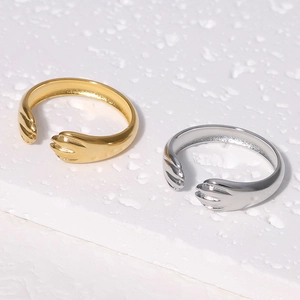 Close-up of cute stainless steel cat paw rings in gold and silver with adjustable bands