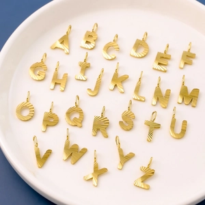 Initial A-Z Alphabet Pendants Textured Stainless Steel Charms For DIY Jewelry Making Necklaces Bracelets Accessories