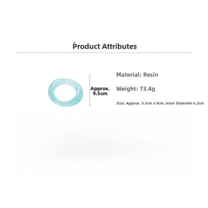 Detail view of light blue resin oval bangle with dimensions and weight specifications