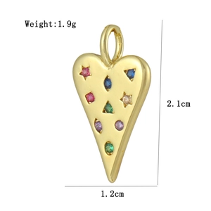 Detailed view of 18K gold plated heart pendant with colorful cubic zirconia stones