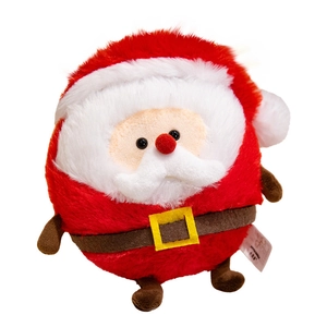 Cute spherical Santa Claus plush toy with soft red fabric and fluffy white beard