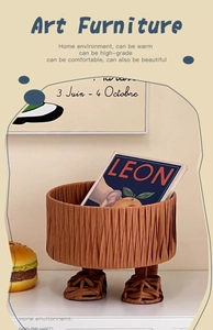 Artistic foot-shaped woven storage basket with creative sandal base design for home decor