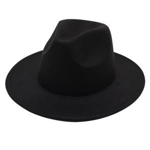 Classic black wool fedora hat with teardrop crown in minimalist style for men and women