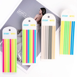 Transparent slim PET sticky note set in colorful index tabs for student office planning