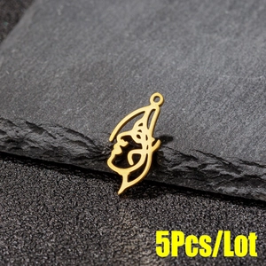 Set of 5 18K gold plated stainless steel abstract face charms for DIY jewelry