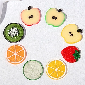 Pendentifs Tranches Fruits Résine Simulation Citron Pomme Fraise Kiwi Pour Bijoux DIY Artisanat Accessoires Cheveux