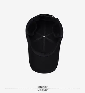 Interior view showing the inside display of the warm fleece-lined baseball cap with earflaps