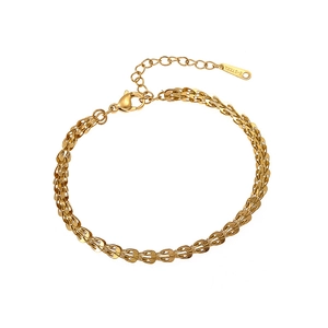 Collier chaîne en queue de phénix en acier titane doré avec fermoir mousqueton