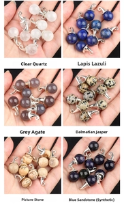 Various crystal and stone pendant charms including lapis lazuli and gray agate for DIY jewelry