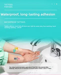 Test d'étanchéité montrant des tatouages de fée et château rincés sous l'eau courante