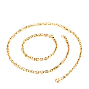Minimalist Rolo Chain Necklace Bracelet For Men Stainless Steel Polished Jewelry Hip Hop Personality