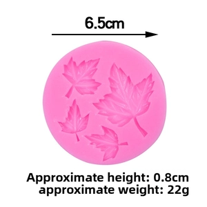 Detail of 6.5cm pink silicone mold with maple leaf patterns for baking and DIY crafts
