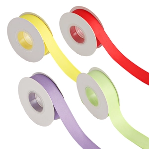 Assorted colorful matte cotton ribbons for gift wrapping and floral bouquets, four-pack set