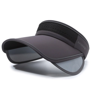 Outdoor sun visor with retractable side shields and breathable mesh in dark grey