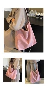 Detailansicht der großen rosa Wildleder-Shopper mit weicher Textur und minimalistischem Design