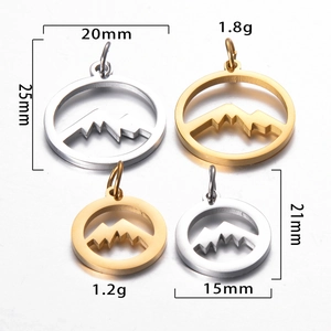 Detailed size and weight chart for mountain hollow circular stainless steel charms