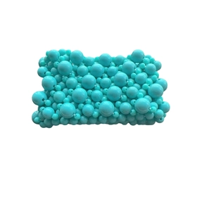 Handcrafted candy-colored blue acrylic beaded handbag with elastic woven pearl style
