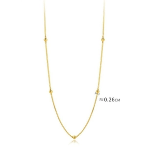 Elegant rose gold bead necklace with polished 0.26cm balls on a snake bone chain
