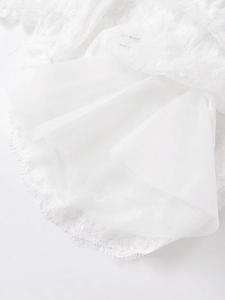 Detailed macro view of white eyelash lace hem with premium inner lining textures
