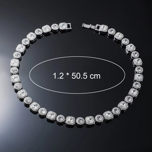 Men's 12mm silver square hip hop chain with iced out crystals and round link detailing