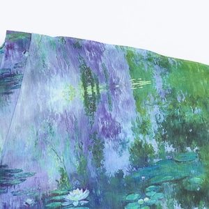 Damen Chiffonbluse mit Fledermausärmeln und Ölgemälde-Druck im Monet Seerosen-Stil