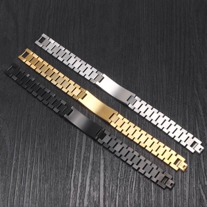 Polished stainless steel men's curb chain bracelets in silver, gold, and black colors