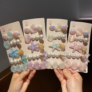 Pinces À Cheveux Coquillage Étoile De Mer Résine Queue De Sirène Imitation Künstliche Perle Thème Océan Épingles À Cheveux Filles