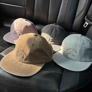 Retro washed cotton baseball caps with vintage embroidery in four diverse colors