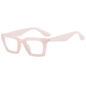 Lunettes œil-de-chat rétro à monture épaisse rose clair et verres rectangulaires tendance