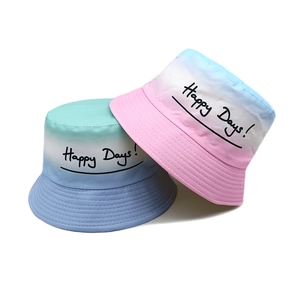 Kids Bucket Hat Gradient Tie Dye Breathable Sun Protection Outdoor Beach Hat For Boys Girls Happy Days Print