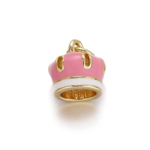 Detailed crown pendant accessory with pink and white stripes for DIY jewelry making