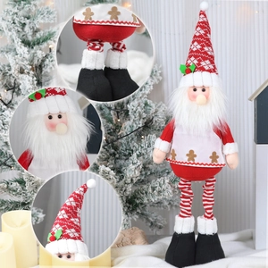 Cute telescopic Christmas gnome plush doll in chef outfit for festive home holiday decor