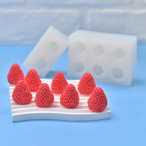 Strawberry Shape Silicone Mold For DIY Scented Candle Soap Making Fondant Cake Decoration Realistic Fruit Texture