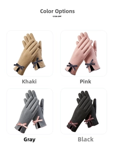 Options de couleurs pour gants thermiques femmes avec velours et nœuds décoratifs